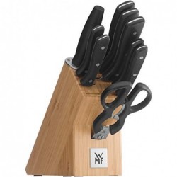 WMF Messerblock mit Messerset 10-teilig, Küchenmesser Set mit Messerhalter, 7 scharfe Messer, Schere, Wetzstahl, Bambus-