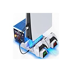 OIVO PS5 Stand with Suction Cooling Fan and Dual Controller Charger Station for Playstation 5 PS5 Console, Suction Cooler Fan wi
